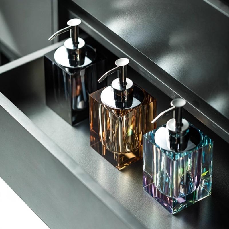 Luxury Crystal Glass Soap Dispenser Bottle Bathroom Shampoo Refill Bottle Hotel Toothpick Holder Soap Dish Pump Lotion Bottle