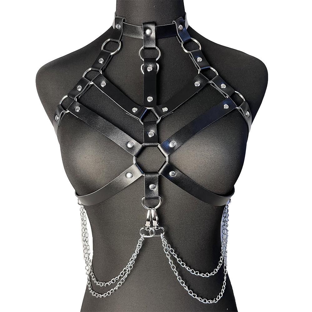 Sele Kvinne Belte Bondage Brystsele Lær Lingeri Sexy Korsett Gotiske Klær Kvinner Sexy Undertøy Fetisj BDSM Selvsuspendere