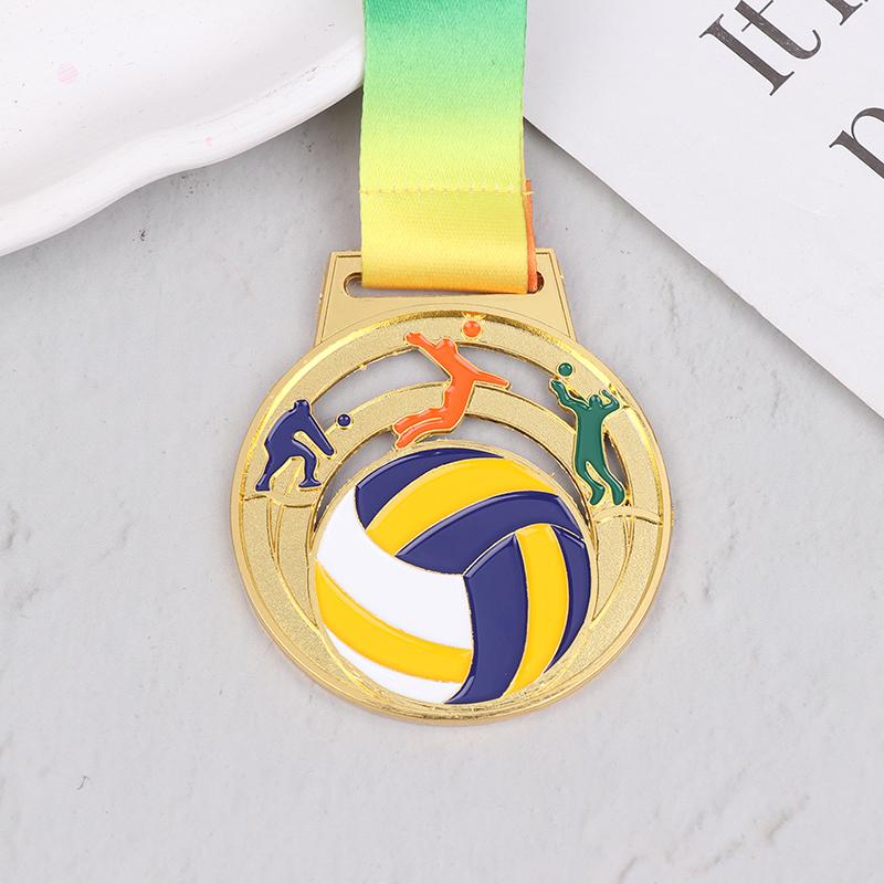 Winner Medal Kickball Medals Award With Neck Ribbon For Winner Reward Sports Metals Football Basketball Volleyball Prizes