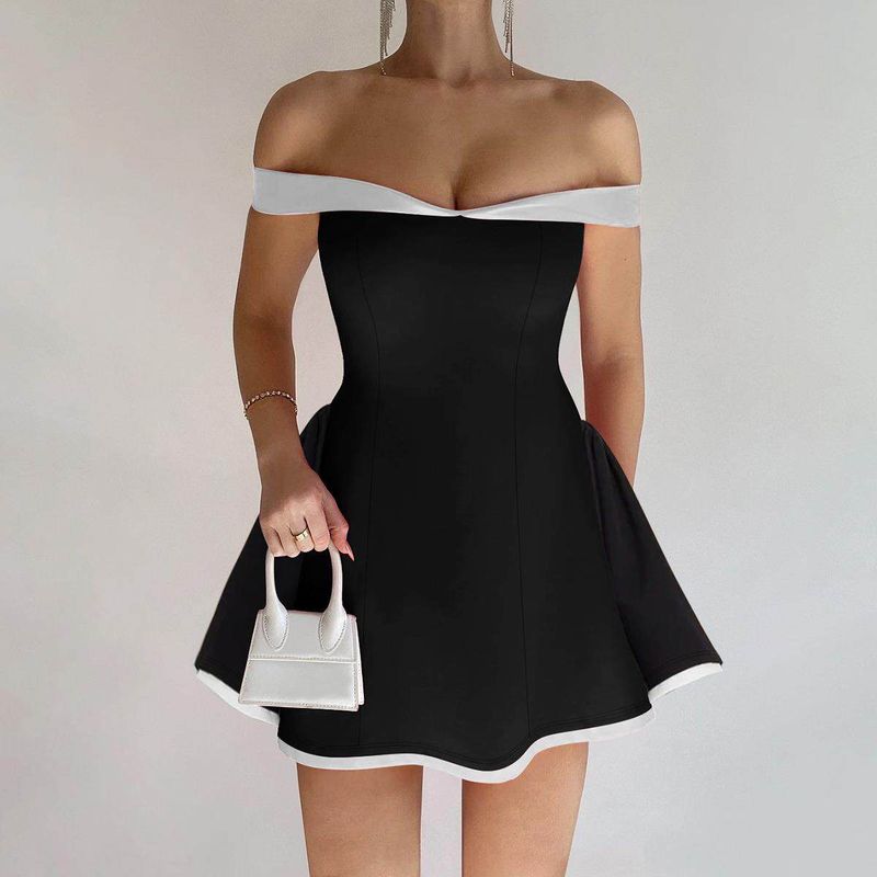 2024 Autumn/Winter European and American Women's Fashion Cross-Border New Arrivals: Stylish and Sexy Strapless One-Shoulder Slim-Fit Short Dress