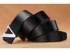 Men's Retro Smooth Buckle Belt - Large Size Genuine Leather Cowhide with Letter V Design
