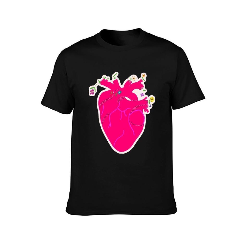 Heart with Flowers TShirt Work Comfort TShirt for Men