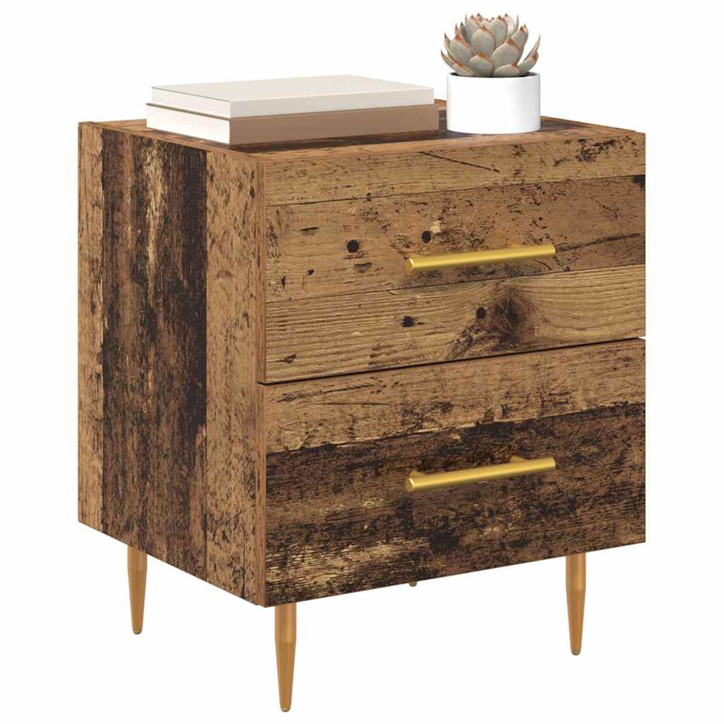 Nightstand Set of 2 Reclaimed Wood Look 40 X 35 X 47.5 Cm Engineered Wood