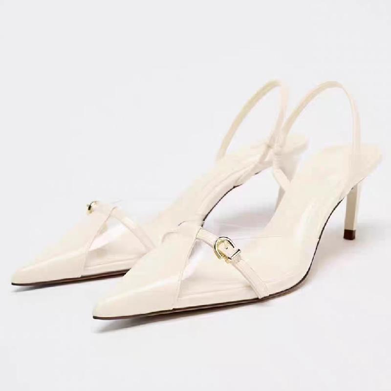 Fashion Sexy Transparent PVC High Heels Women Fashion Pointed Toe Slingback Buckle Brand Designer Shoes Comfortable Commuter Office Shoe