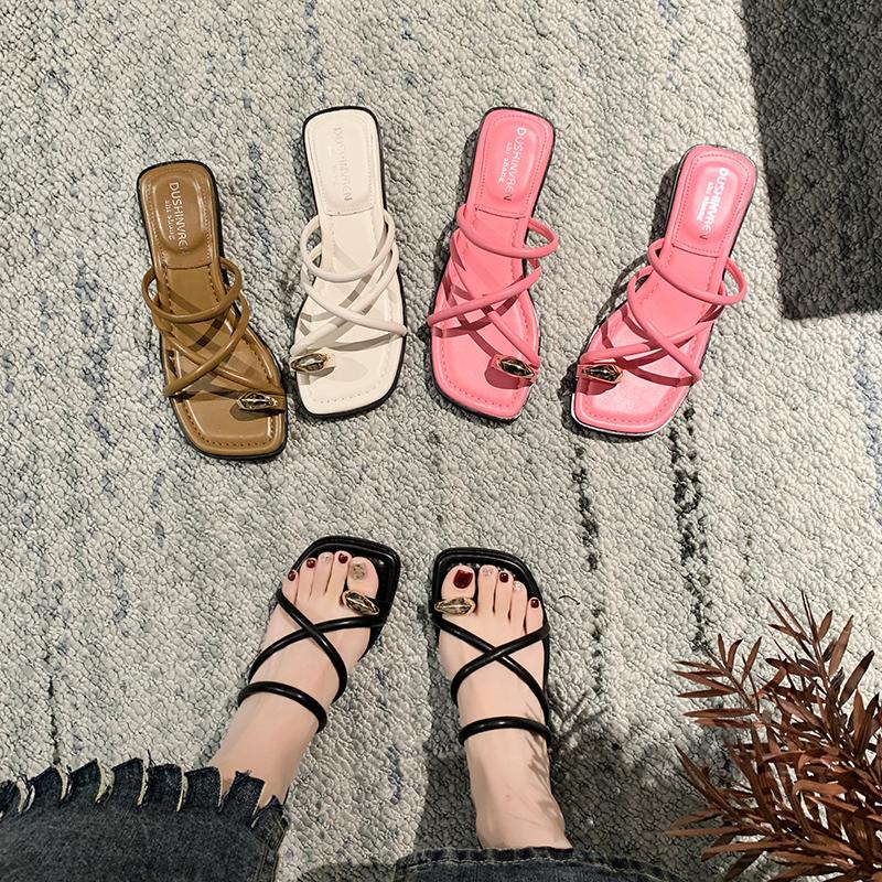 Women's Sandals Summer 2024 Heels Sandalias Mujer Elegant Square Heel Shoes Women's Summer Shoes Women's High Heels