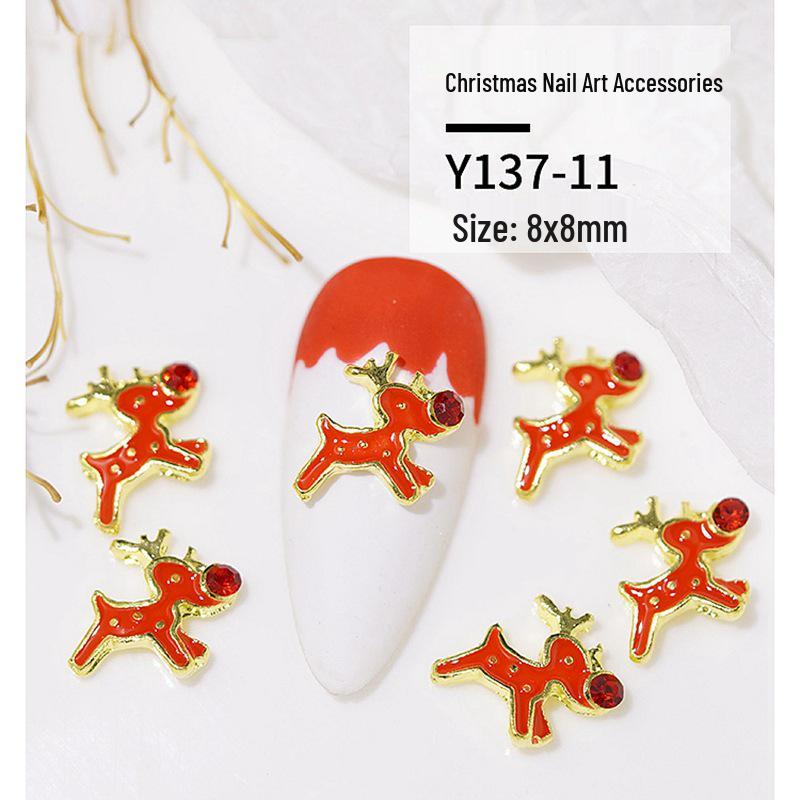 Christmas Alloy Nail Art Decor: Cartoon Santa, Bells, Reindeer, Snowflakes & Rhinestone Accessories