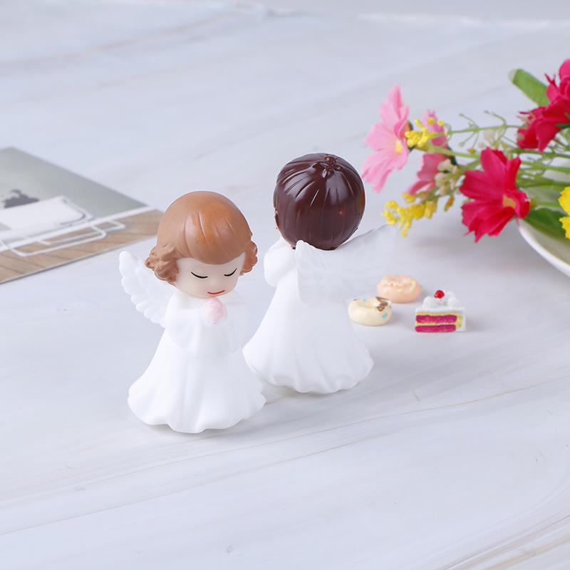 2Pcs Angels Figurines Miniature Well Sculpture Ornament Decoration For Cake