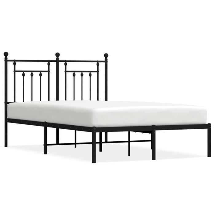 VidaXL Cadre de lit métal avec tête de lit noir 135x190 cm 353536