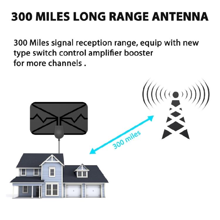 Premium ABS Material TV Antennae Magnified Receiver For 1080P Intelligent TVs 250Km Scope Capability