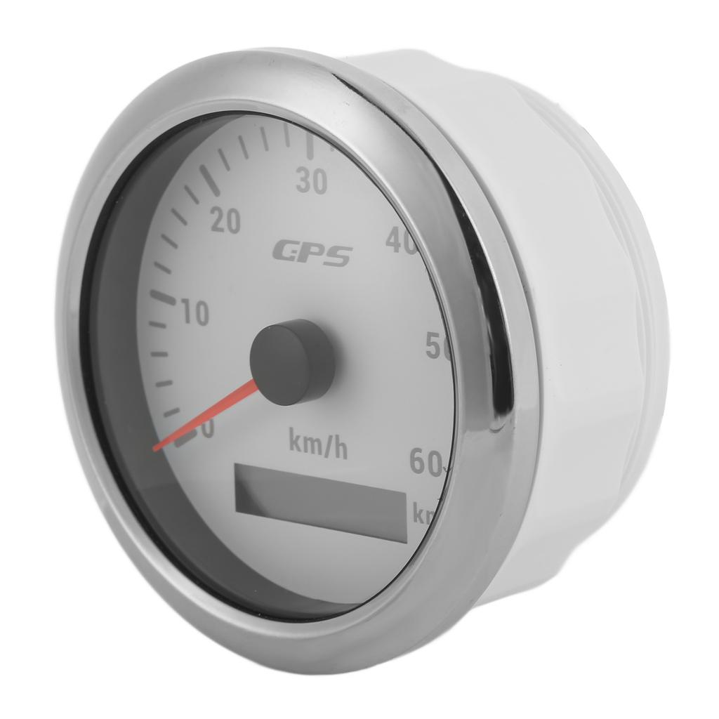 85mm GPS Tacho 0‑60KM H LCD-Anzeige Kilometerzähler mit einstellbarer Hintergrundbeleuchtung für Autos Boote 9‑32V DCWeiß