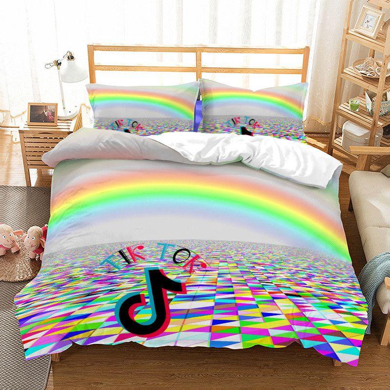 Luxurious Tiktok Pattern Duvet Cover Set With Pillowcase For Comfortable Sleep