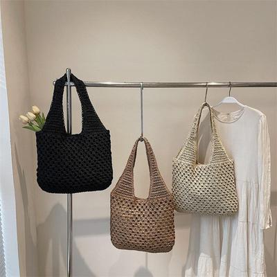 Sac en paille tressée décontracté grande capacité mode bandoulière sac de vacances plage pour printemps été shopper sac à main cabas