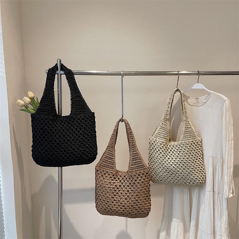 Yogodlns Casual Woven Straw Bag Large Capacity Fashionable Shoulder Beach Vacation Bag for Spring Summer Shopper Handbag Totes