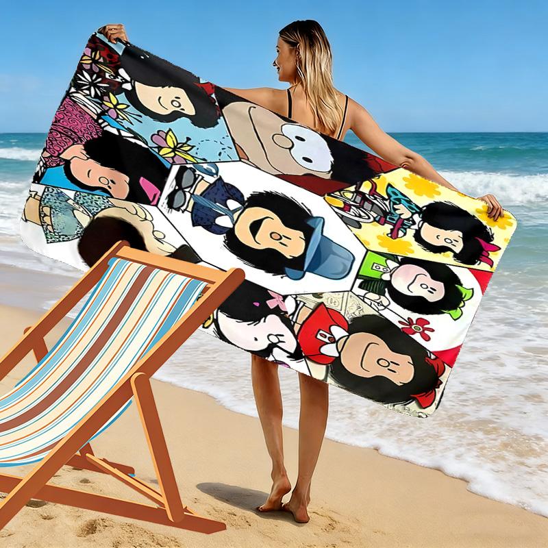 Mafalda Print Beach Towel, Large Soft Quick Dry Towel for Beach Camping Swimming