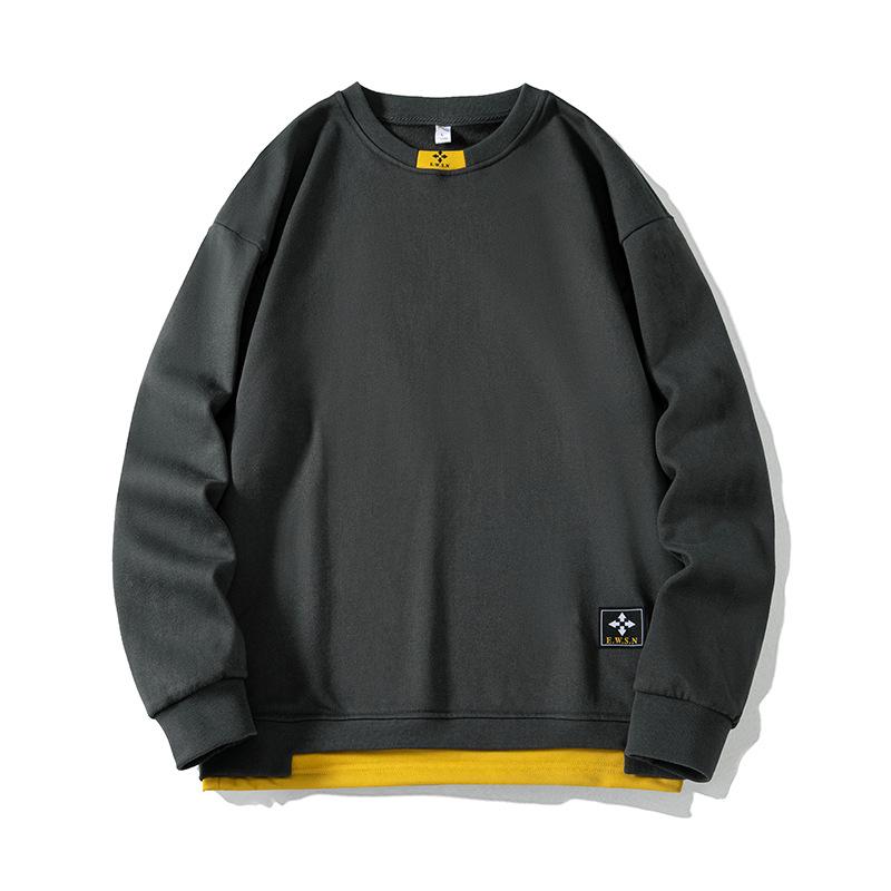 Maglione di grandi dimensioni da uomo primavera e autunno nuovo sciolto a maniche lunghe t-shirt sciolto tendenza più grasso fondo camicia da uomo