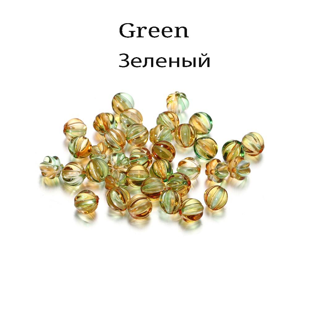 30Pcs/Lot 8mm Round Pumpkin Acrylic Loose Spacer Beads for DIY Earrings Necklace Bracelet Jewelry Making Findings Accessories 30pcs зелёный