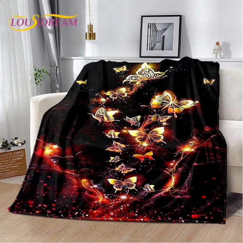 D Cartoon Dream Butterfly Flower Soft Plush BlanketFlannel Blanket Throw Blanket for Living Room Bedroom Bed Sofa Picnic Cover