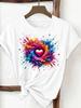 (Asian Size) love heart lovely Print Female Clothing T Shirt Woman Women Fashion Tee Top Short Sleeve Graphic T-shirts
