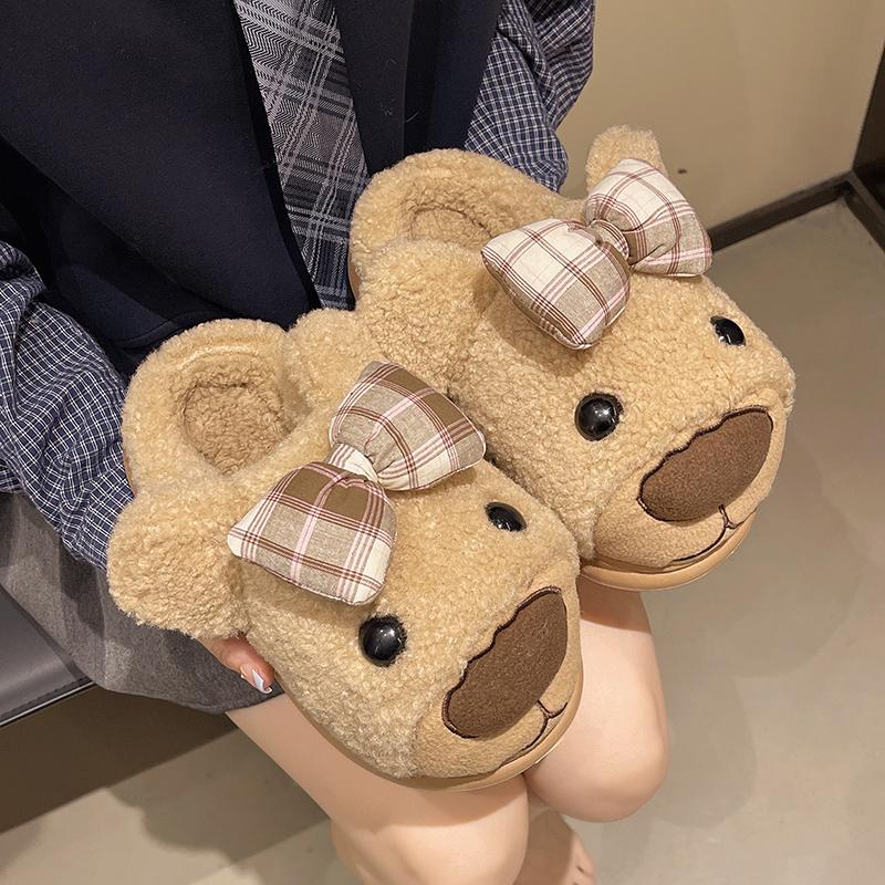 

Fashion New Winter Unisex Cartoon Cow Warm Plush Slippers Couple s Indoor Non-slip House Slides Men and Women Toe Wrap Home Cotton Shoes 35 хаки