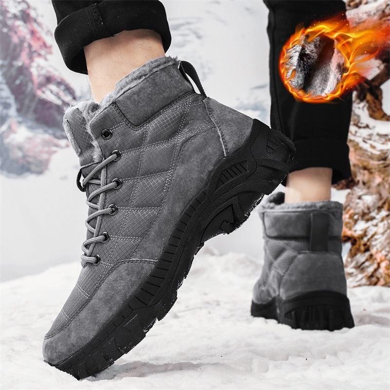 New Men's Snow Boots Versatile and Lightweight with Plush Insulation Trend High Top Outdoor Hiking Thick Cotton Shoes Size 38-48