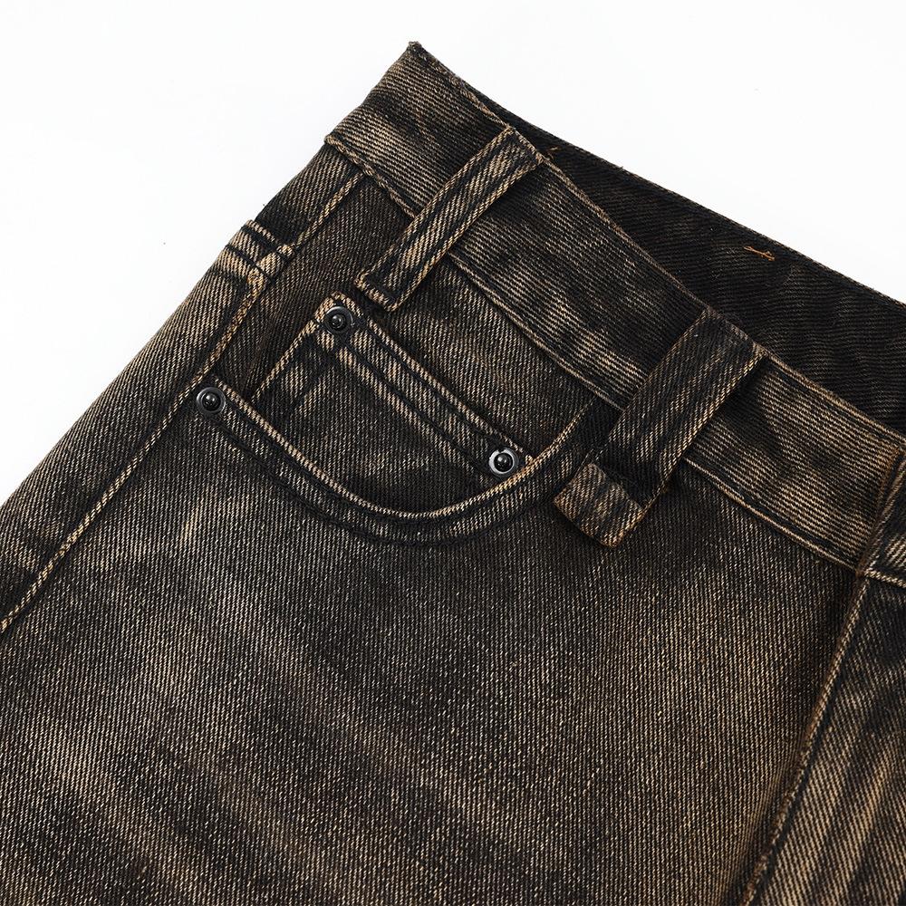 Washed and Worn Denim Shorts Men's Loose Casual Straight-leg Over-the-knee Five-point Pants Vibe Tide Brand High Street American Style