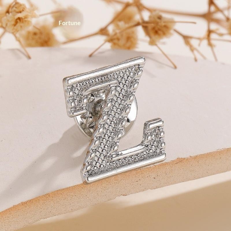 2Pcs Initial A To Z 26 Letters Pin Silver Color Fashion Metal Alphabet Women Men Suit Collar Lapel Brooch Pin Accessories