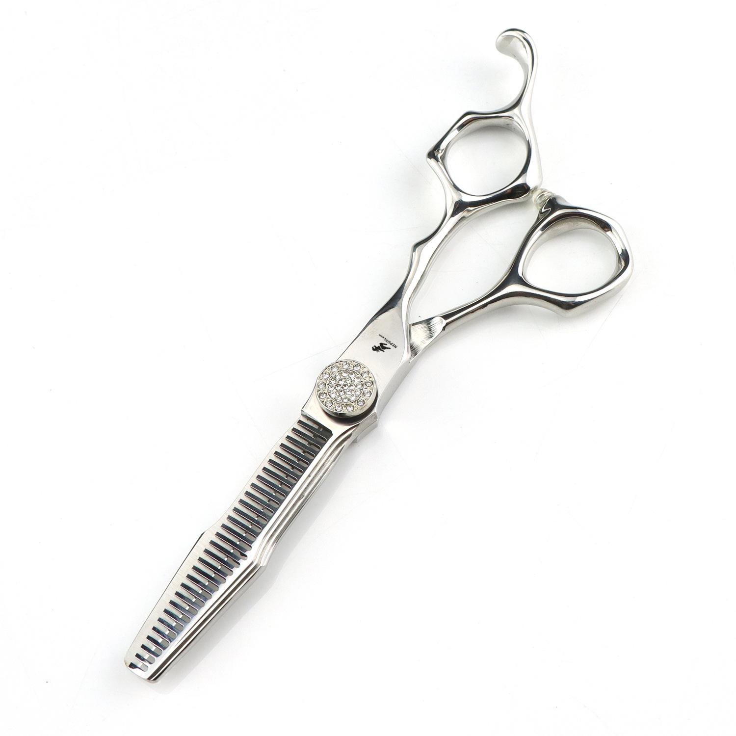 

6-Inch Nimpson, full of bricks and gems, double-sided sword-shaped large wood grain, hair scissors, hair scissors, flat scissors 6.0inch dental scissors