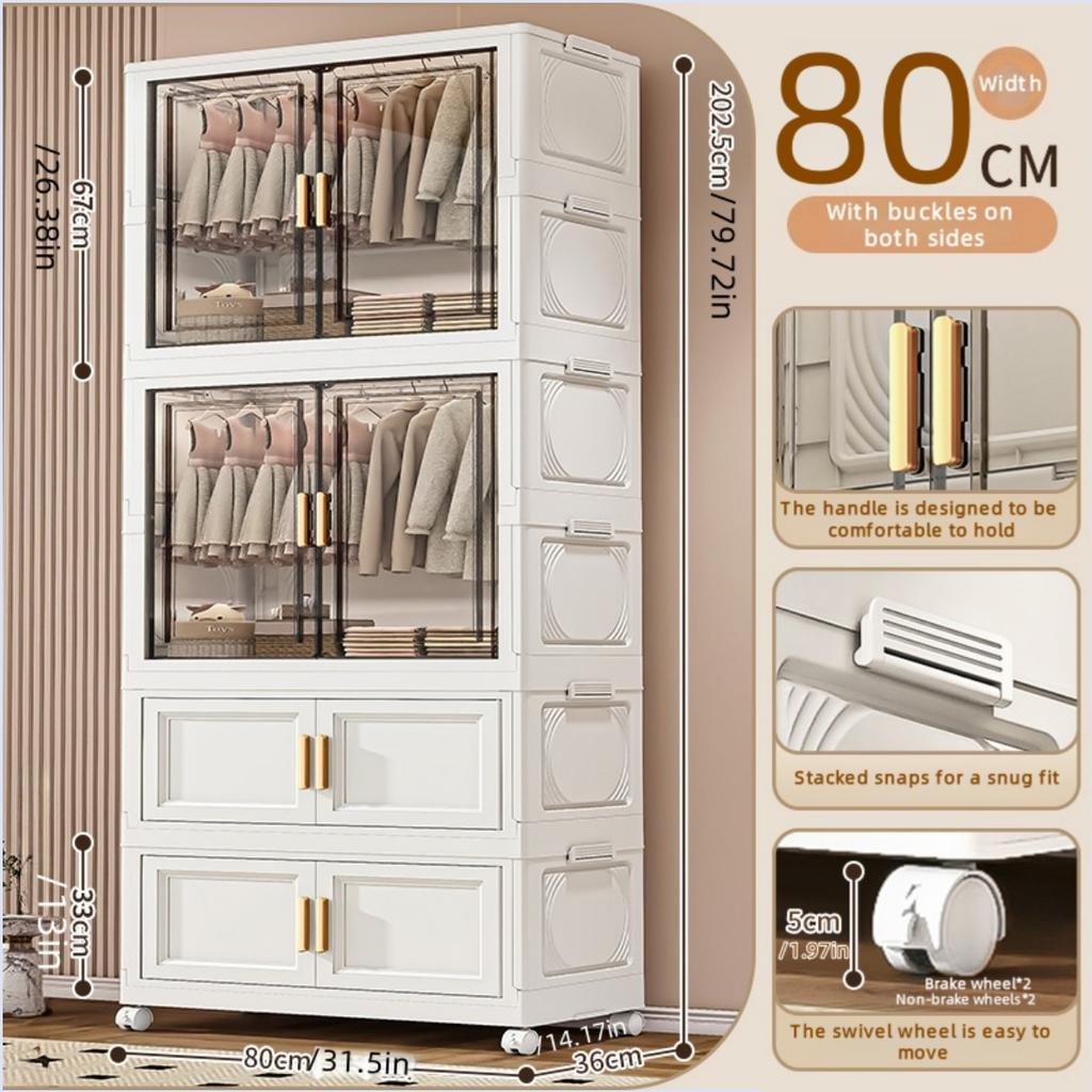 Foldable plastic storage box simple wardrobe for home bedroom closet toy storage cabinet no installation required