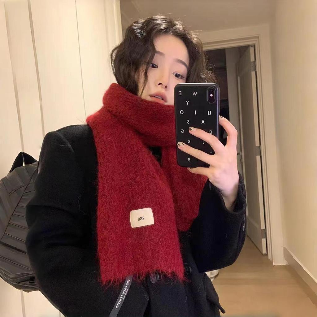 Solid Color Winter Knitted Scarf Unisex Neck Shawl Wraps Warm Windproof Women Men Korean Fashion Versatile Outdoor Long Scarfs