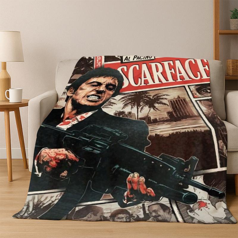 Scarface Classic Movie Tony Flannel Blanket Soft Warm Blanket Throw Blanket for Bedroom Living Room Bed Travel Picnic Gift kid