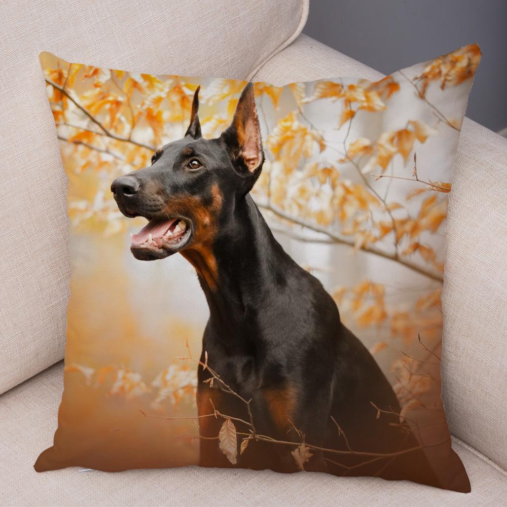 Doberman Pinscher Cushion Cover Both Sided Print Decor Pet Dog Animal Pillow Case for Car Sofa Home Soft Plush Throw Pillowcase