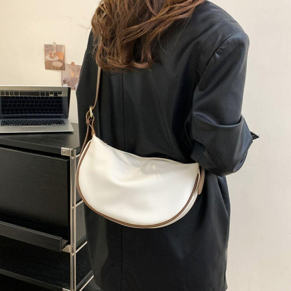 Adjustable Strap PU Leather Shoulder Bag Zipper Underarm Dumpling Bag Vintage Crossbody Bags Party