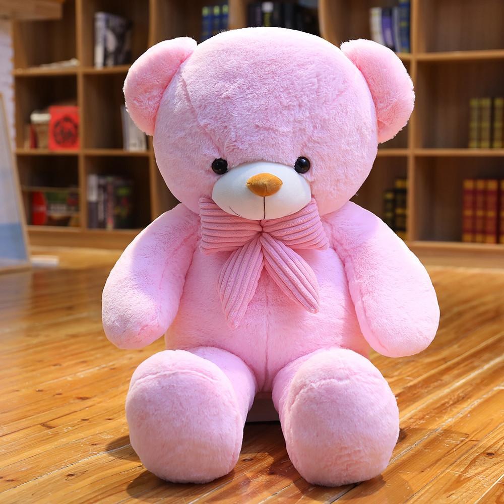 Large Bow Tie Bear Girl Plush Toy Couple Hug Bear Doll For Friends Wedding Gift Rag Doll Hair