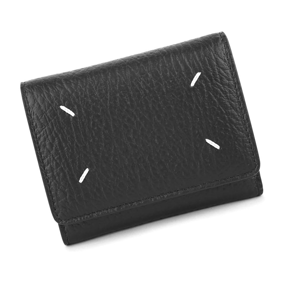 Женский мини-кошелек-тройка, черный, Мужской компактный кошелек из натуральной кожи с отделением для монет (черный) [Использовал]