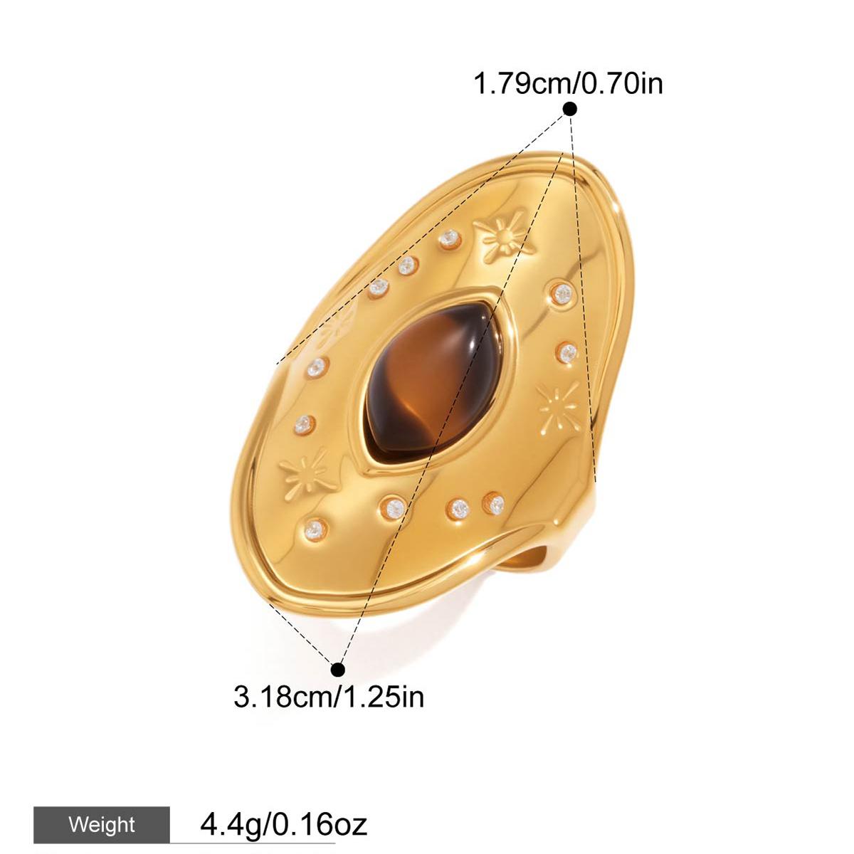 

Yori Stainless Steel Tiger s Eye Double-Layer Opening Ring 18K Gold Color PVD Plated Charm Finger Fashion Jewelry Wholesale