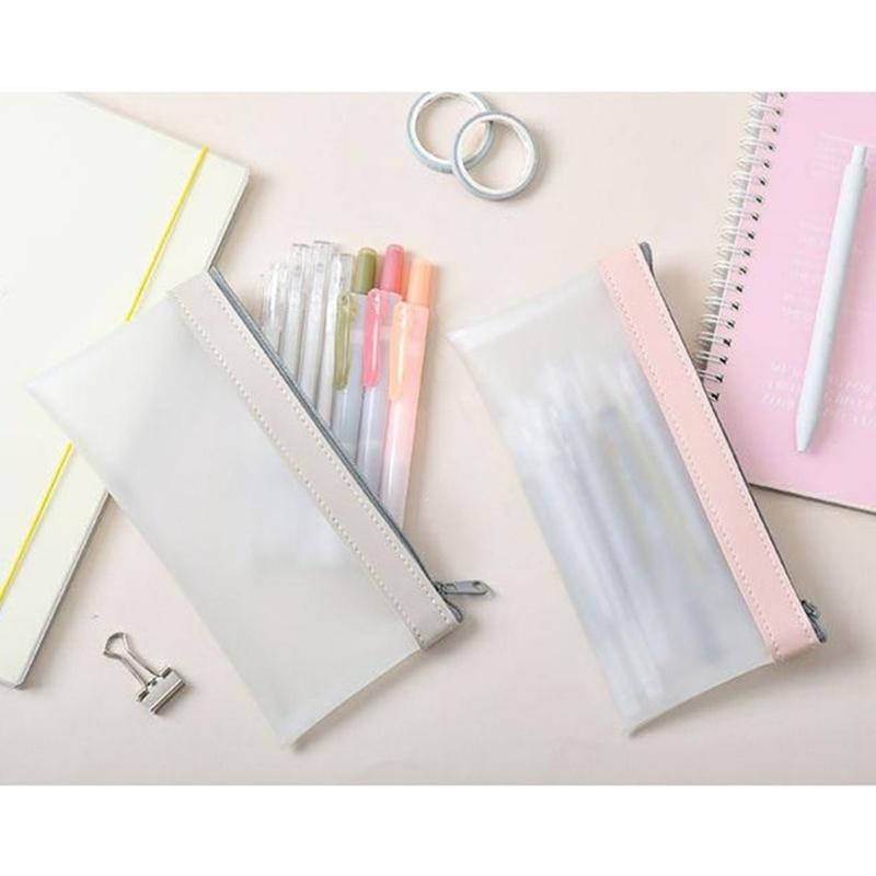 Pencil Case Pen Case Zipper Pouch Clear Stationery Bag Pencil Holder Pencil Bag for Ballpoint Pens Markers Erasers