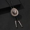 Western Bolo Tie With 3D Cowboy Hat Accent Adjustable Faux Leather Cord Necktie For Business Casual Mens Accessories