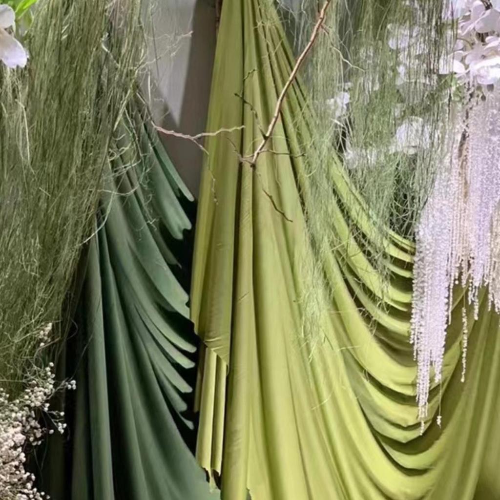 Green Stretch Milk Silk Fabric for Wedding and Hotel Drapes