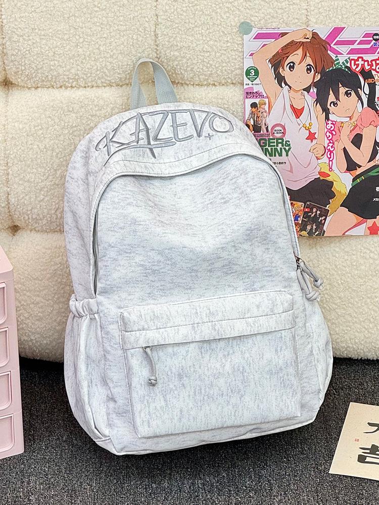 Schoolbag Snowflake Grey Graffiti Font Embroidery School Bag Student Party American Campus Style City Walk Shop Exploration Clock In Backpack
