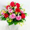 Artificial Roses Flowers 6 Heads Faux Silk Flower Bouquet with Leaves for Bridal Bouquet DIY Arrangement Wedding Party Home Living Room Table Decor