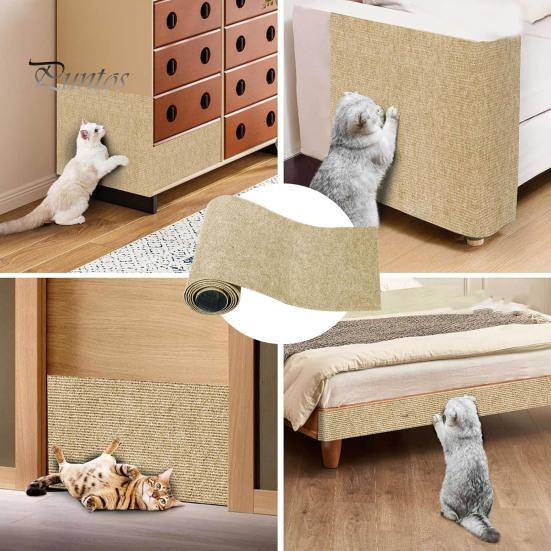 39.4"x15.8" Cat Scratching Mat Self-Adhesive Trimmable DIY Cat Scratcher Pad for Couch Wall Doors Cat Trees Anti-Scratch Furniture Protector