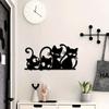 1pc Minimalist Black Cat Metal Wall Art Decor Modern Hanging for Living Room Bedroom Kitchen Garden Home