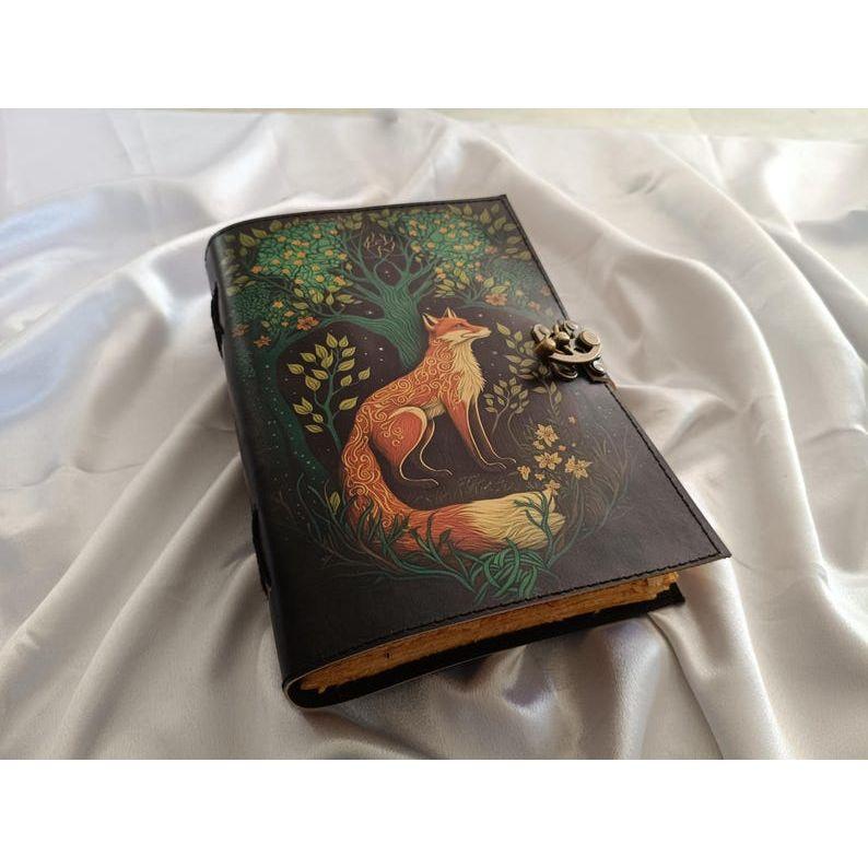 Fox Printed Leather Journal, Notebook, sketchbook, Leather Dairy, Notepad, Writing Journal, Dream Journal, Wedding Gift,