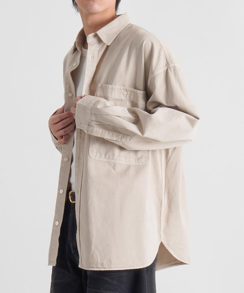 Beoteunseoul Bio-Washed Cotton Pocket Shirt (3 Colors)