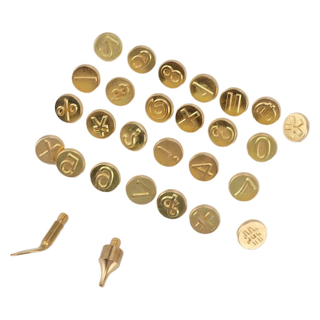 28PCS Number Wood Burning Tip Set Brass Welding Pyrography Head DIY Engraving Tool for Embossing