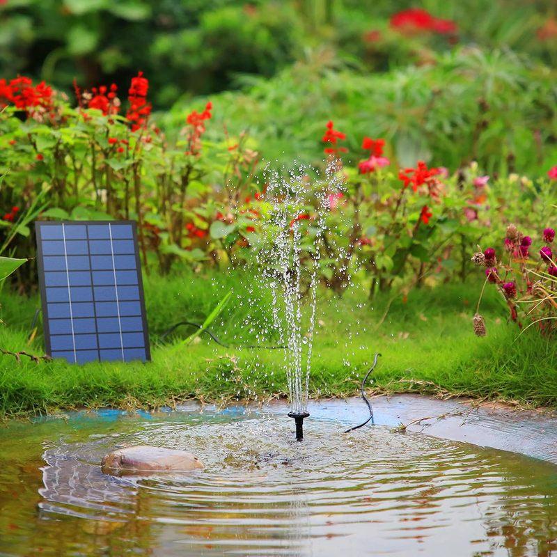 2.5W Solar Fountain Pump with 6 Nozzles for Bird Baths, Ponds, Gardens - DIY Outdoor Water Feature