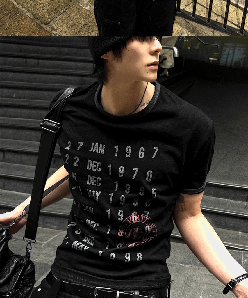 Siaosiko Crop Muscle Fit Ringer Archive Short Sleeve T-Shirt Black