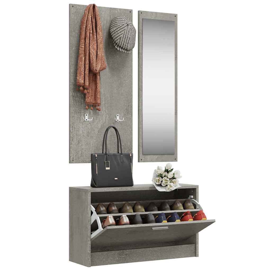 3 Piece Hall Furniture Set Concrete Grey Particleboard