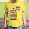 2025 Children's Capybara T-Shirt Kids Short Sleeve Shirt Capy Birthday Print Round Neck Tops Boys Girls Birthday Gift T Shirt
