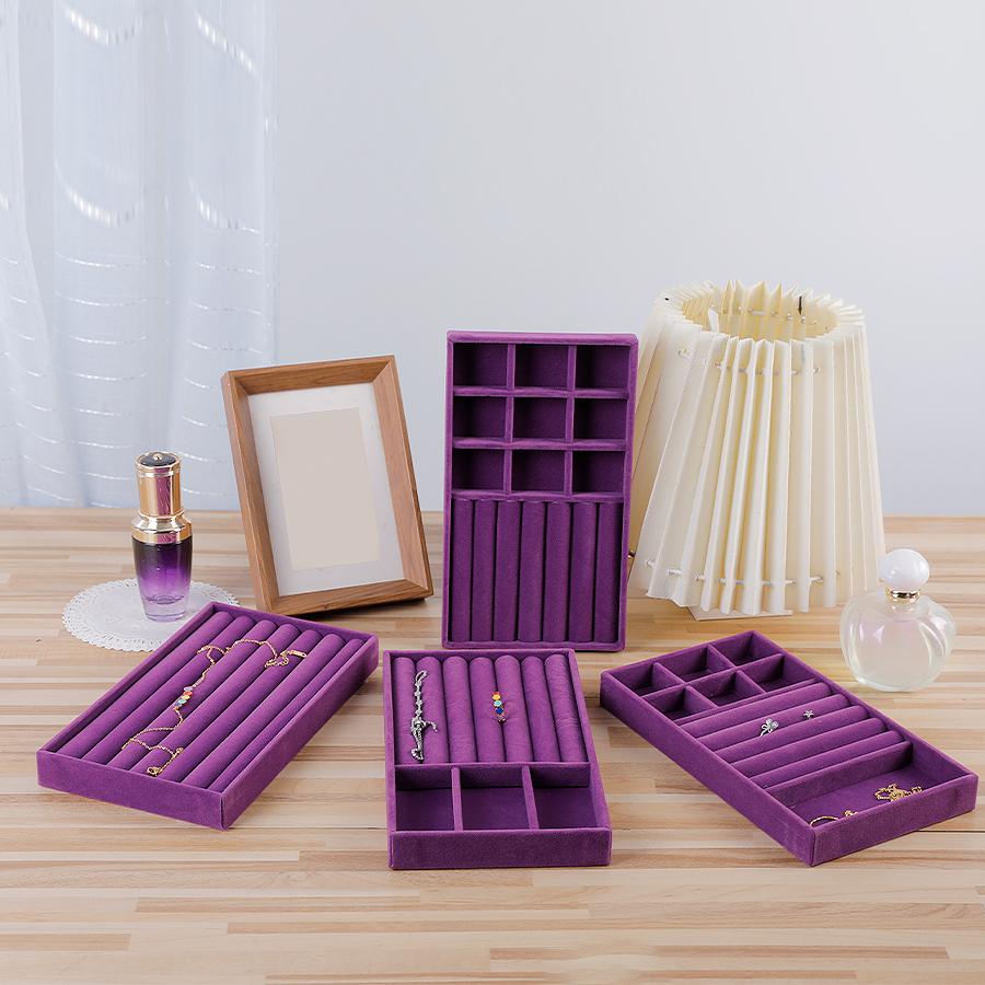 1PC, Flocking Jewelry Box Jewelry Tray, Color: Violet